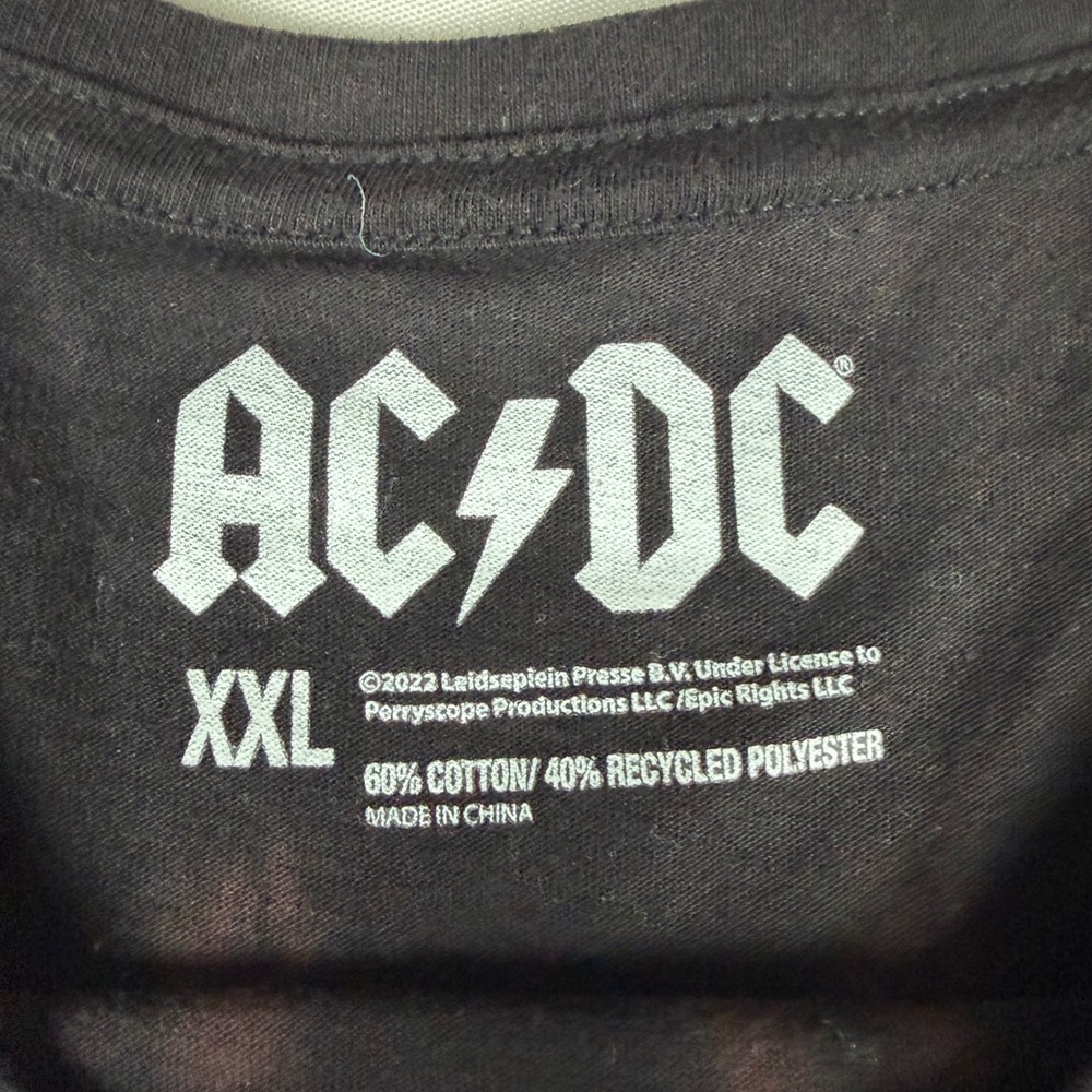 AC/DC Back in Black Tie Dye Graphic T-Shirt Mens XXL‎ Black Brown Rock Band Tee - Picture 4 of 7
